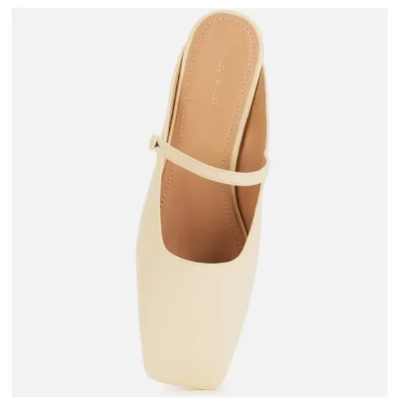- Mansur Gavriel Square Toe Leather Mary Jane Mule Cream Womens Size  7 NW…