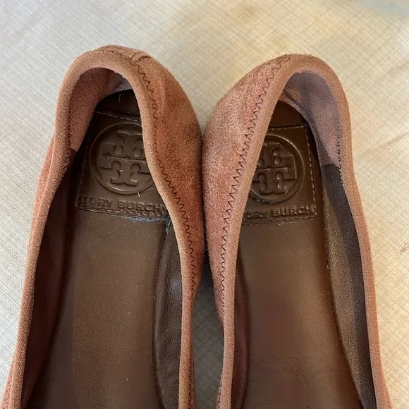 🇪🇸 Tory Burch Ally Soho Lux Suede Ballet Flat Wild Almond Size 5