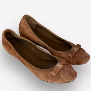 🇪🇸 Tory Burch Ally Soho Lux Suede Ballet Flat Wild Almond Size 5