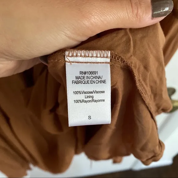 🍂 YOUNG FABULOUS &amp; BROKE BOHO BROWN LOOSE FIT MAXI   CAMISOLE DRESS!