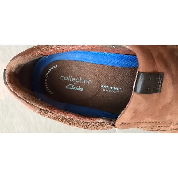 $100 Clarks Men Langton Step Slip On TAN 12 M leather nubuck eu 46 shoes loafers