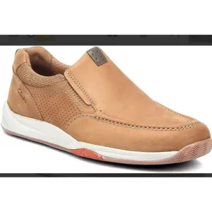 $100 Clarks Men Langton Step Slip On TAN 12 M leather nubuck eu 46 shoes loafers