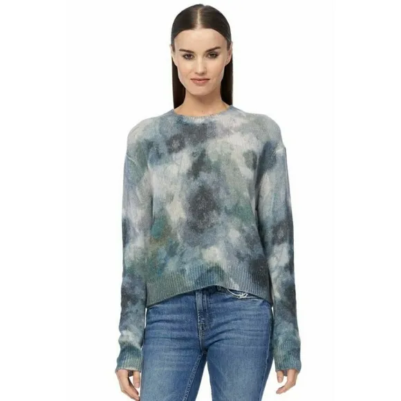 360 Cashmere Jade Watercolor Abstract Roundneck Long Sleeves Sweater - A…