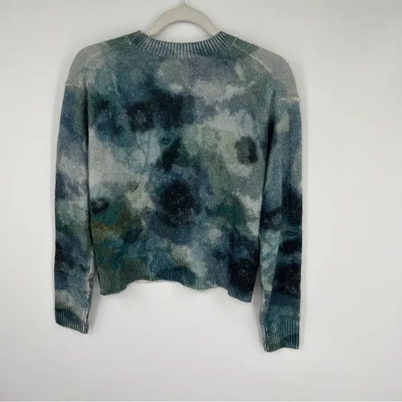 360 Cashmere Jade Watercolor Abstract Roundneck Long Sleeves Sweater - A…