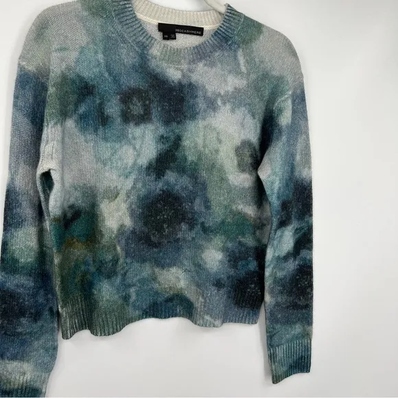 360 Cashmere Jade Watercolor Abstract Roundneck Long Sleeves Sweater - A…