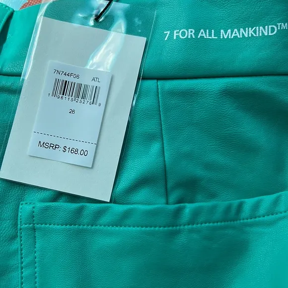 7 For All Mankind 26 Shorts Faux Leather Tailored Shorts in Atlantis NWT
