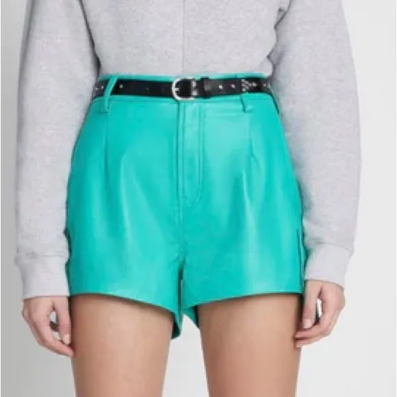 7 For All Mankind 26 Shorts Faux Leather Tailored Shorts in Atlantis NWT