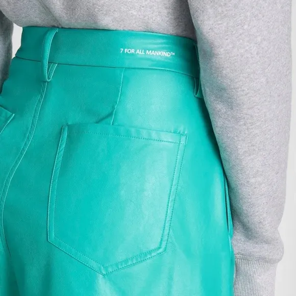 7 For All Mankind 26 Shorts Faux Leather Tailored Shorts in Atlantis NWT