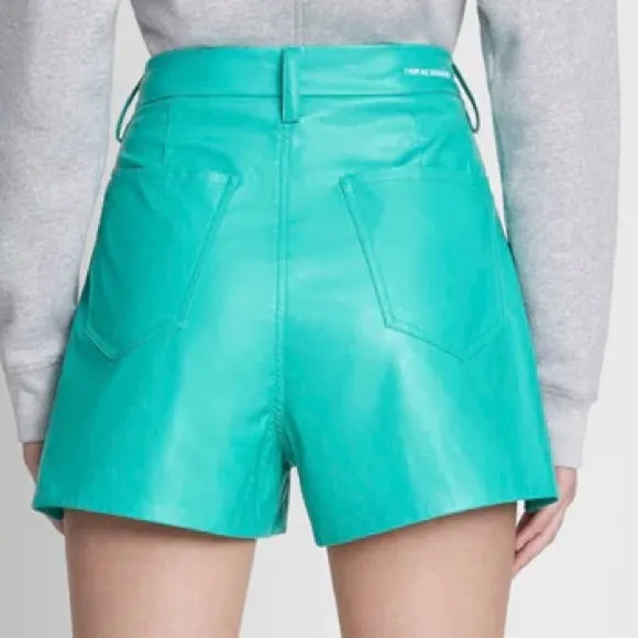 7 For All Mankind 26 Shorts Faux Leather Tailored Shorts in Atlantis NWT