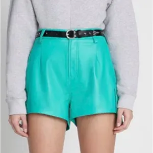 7 For All Mankind 26 Shorts Faux Leather Tailored Shorts in Atlantis NWT