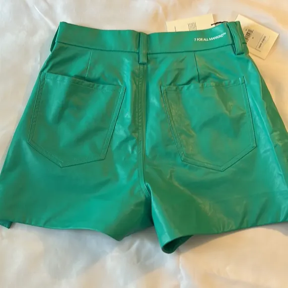 7 For All Mankind 26 Shorts Faux Leather Tailored Shorts in Atlantis NWT