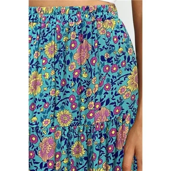 A-LINE Swing Midi Skirts 03-green