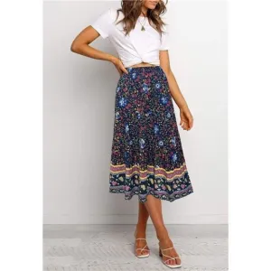 A-LINE Swing Midi Skirts 03-navy