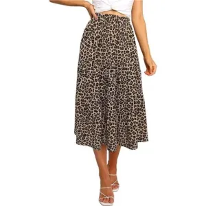 A-LINE Swing Midi Skirts Brown
