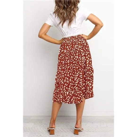 A-LINE Swing Midi Skirts Red