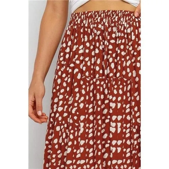 A-LINE Swing Midi Skirts Red