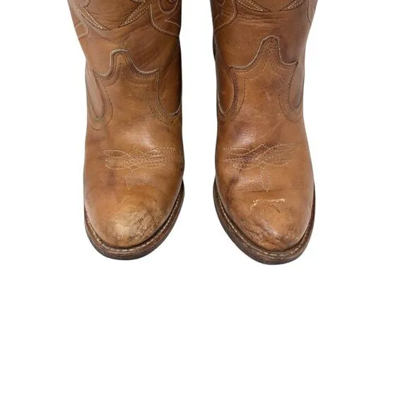 Acme Daisy Cowboy Boots Womens 6.5 M Vintage 70s Western Boots Brown Leather