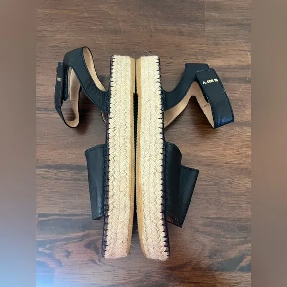 Act. Series Alvesta Leather Ankle Strap Espadrilles Black