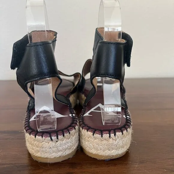 Act. Series Alvesta Leather Ankle Strap Espadrilles Black