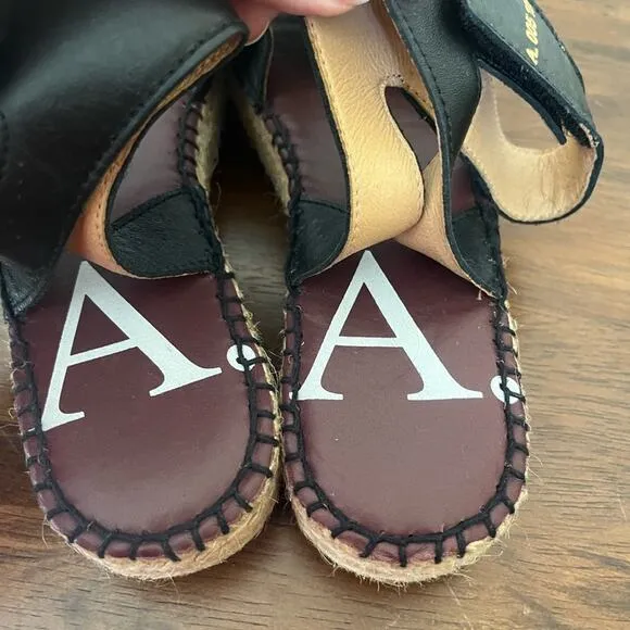 Act. Series Alvesta Leather Ankle Strap Espadrilles Black