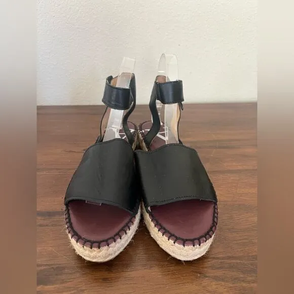 Act. Series Alvesta Leather Ankle Strap Espadrilles Black