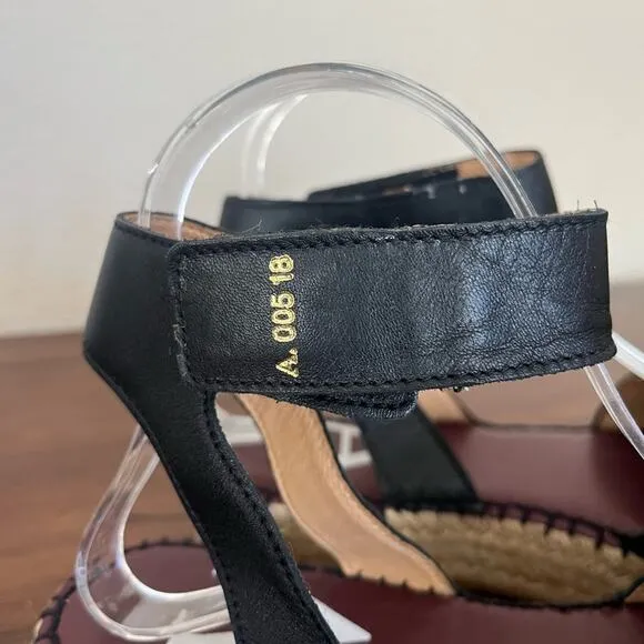 Act. Series Alvesta Leather Ankle Strap Espadrilles Black