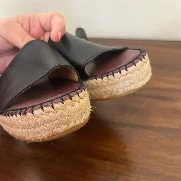 Act. Series Alvesta Leather Ankle Strap Espadrilles Black