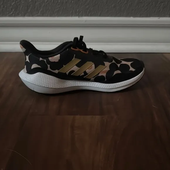 Adidas Black and Beige Floral Sneakers