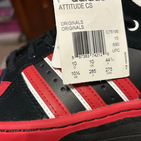 Adidas Black and Red High-Top Sneakers