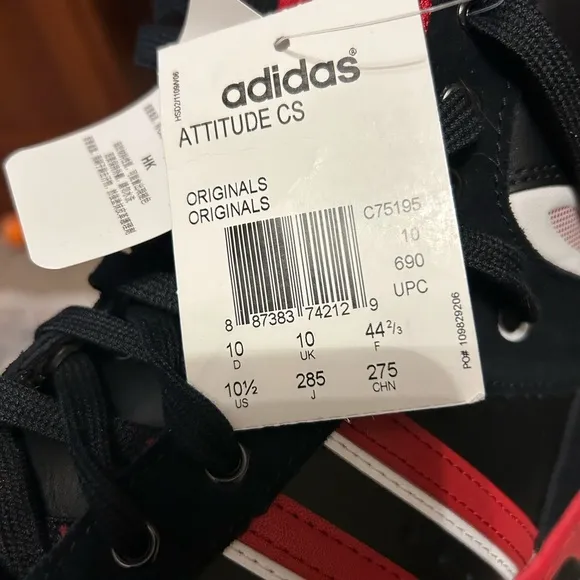 Adidas Black and Red High-Top Sneakers
