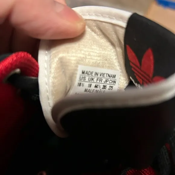 Adidas Black and Red High-Top Sneakers