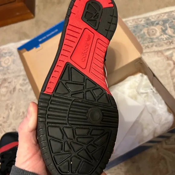 Adidas Black and Red High-Top Sneakers