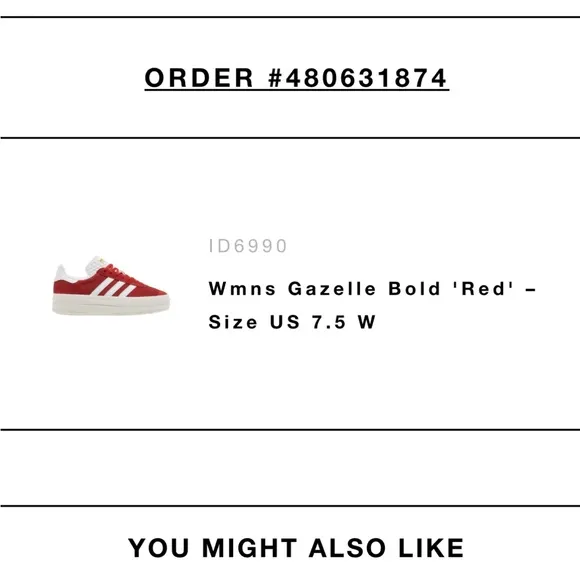Adidas Gazelle Bold Red Sneakers NWT six 7.5 women’s