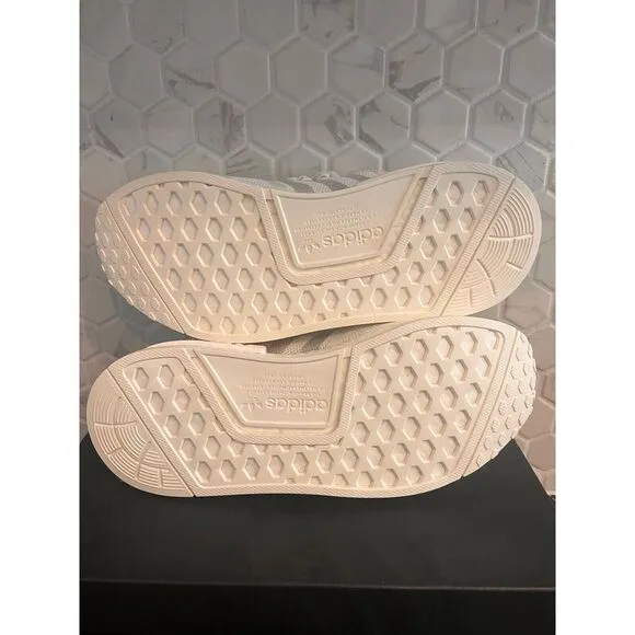 Adidas NMD R1 Cream White Sneakers with Red Tab Casual Athletic Shoes‎