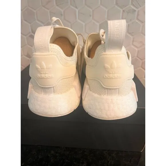 Adidas NMD R1 Cream White Sneakers with Red Tab Casual Athletic Shoes‎