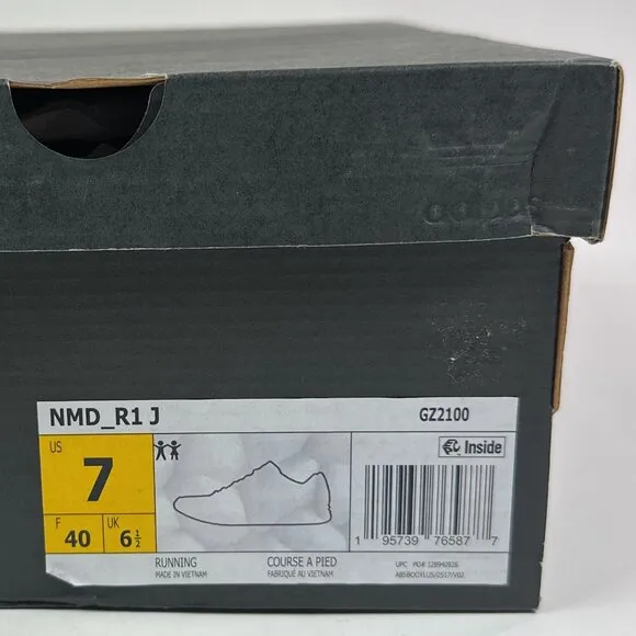 Adidas Originals NMD R1 Junior Kids Unisex GS Black White Low Shoes GZ2100