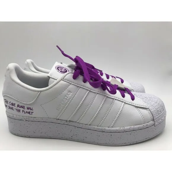 Adidas Originals Superstar Bold Lifestyle Sneakers White/Purple FY0129 Size 9