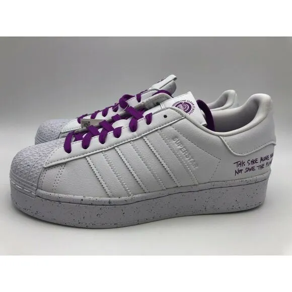 Adidas Originals Superstar Bold Lifestyle Sneakers White/Purple FY0129 Size 9