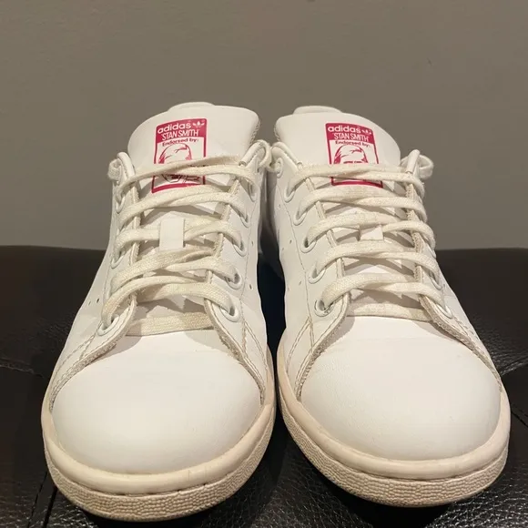 Adidas Stan Smith White and Bold Pink Sneakers Kids 5, Women’s 7
