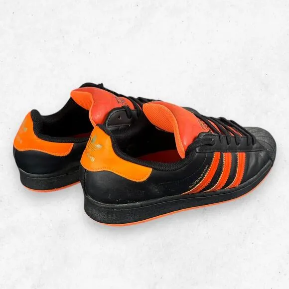 Adidas Superstar Low Top‎ Sneakers Black Orange Men 10.5 Shell-Toe FV3021