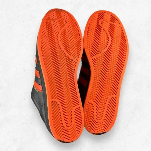 Adidas Superstar Low Top‎ Sneakers Black Orange Men 10.5 Shell-Toe FV3021