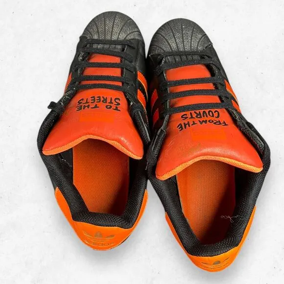 Adidas Superstar Low Top‎ Sneakers Black Orange Men 10.5 Shell-Toe FV3021