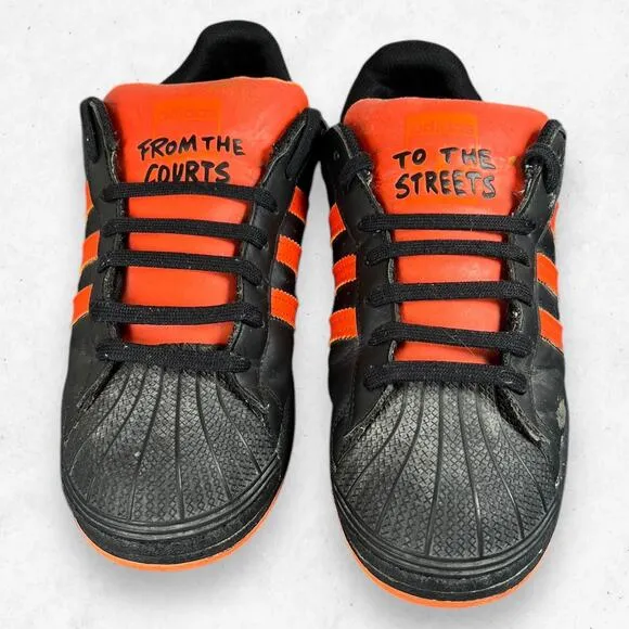 Adidas Superstar Low Top‎ Sneakers Black Orange Men 10.5 Shell-Toe FV3021