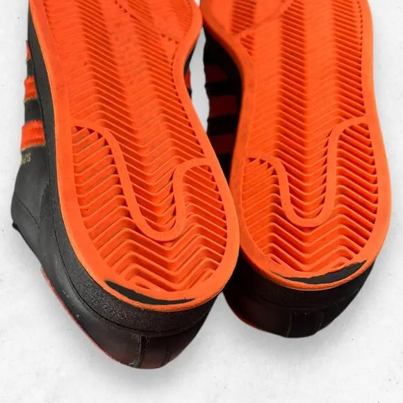 Adidas Superstar Low Top‎ Sneakers Black Orange Men 10.5 Shell-Toe FV3021