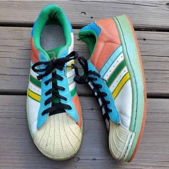 Adidas Superstar Rare Bold Colorway Shell Toe Low Top Leather Trainers Sneakers