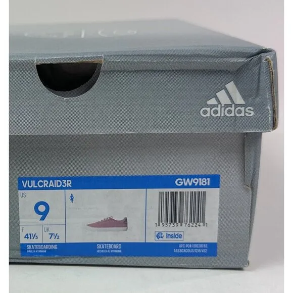 adidas Vulcraid3R Womens 9 Pink White Mauve Skateboarding Shoes Sneakers GW9181