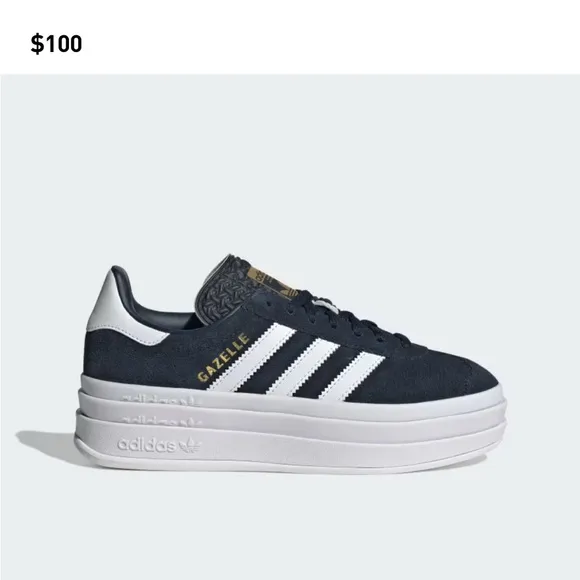 Adidas Women's Gazelle Bold Navy and White Sneakers kids youth 5 NWT NEW 38