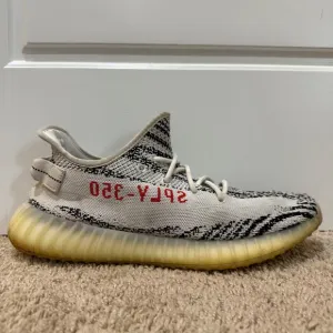 Adidas Yeezy Boost 350 V2 Zebra White Black Red Stripe Sneakers Size 12