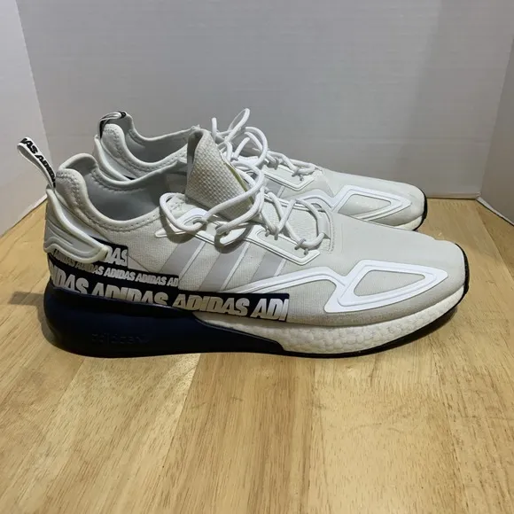 Adidas ZX 2K Boost Bold Logo FX7036 Blue White Graphic Mens Shoe Size 14