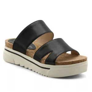 ADRIENNE VITTADINI Sandal Women 8 Black Dean Two Band Cork Footbed Spring Summer